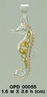 Celtic Three Tone Seahorse Pendant OPD055 - Jewelry